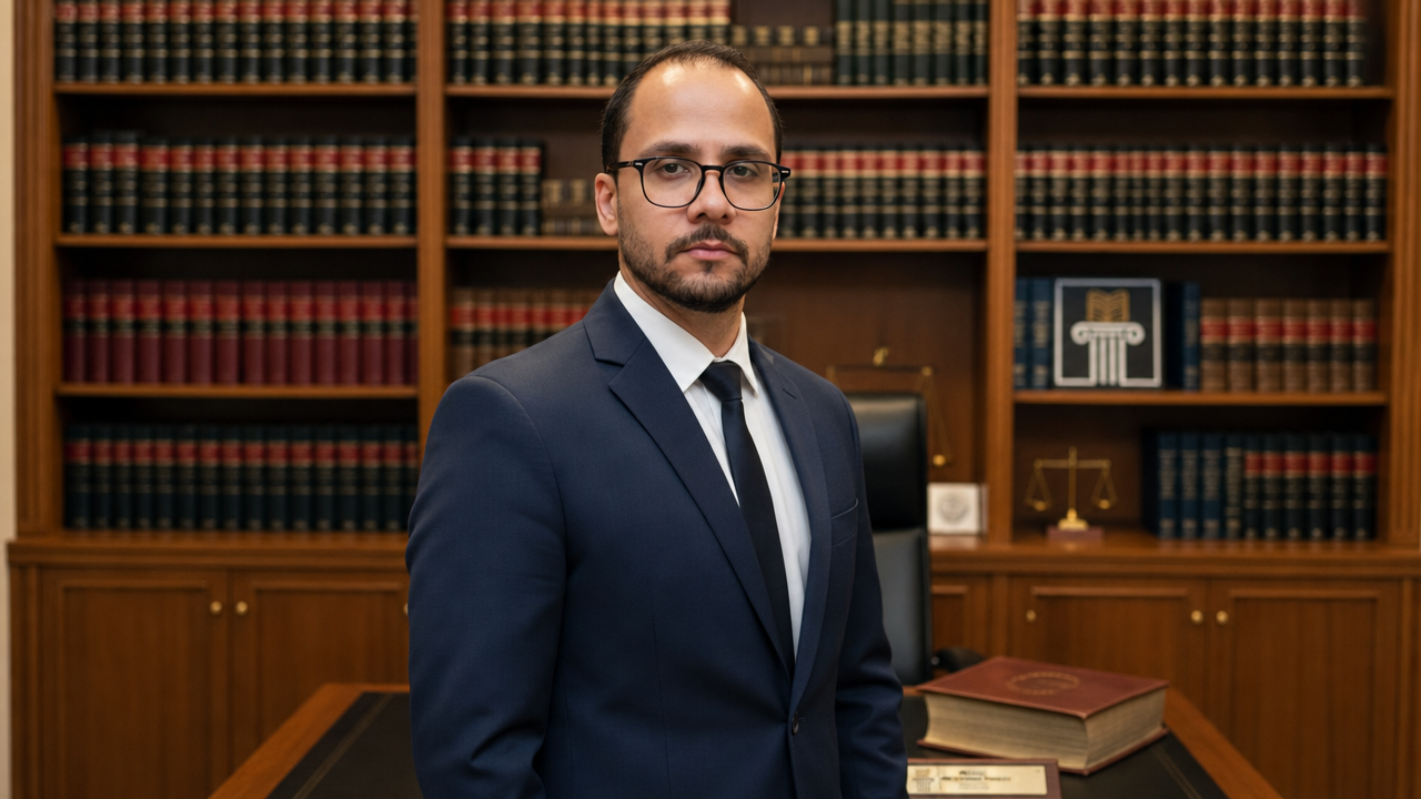 Dr. Michel Fernandes Ribeiro, advogado, em seu escritório